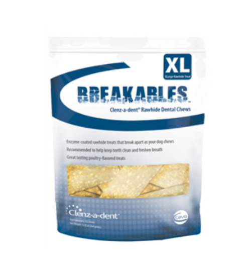Clenz-a-dent Breakables Rawhide Dental Chews, X-Large, 15 Count