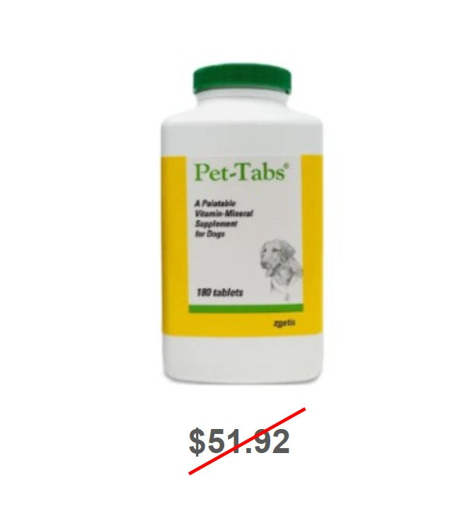 Pet-Tabs Palatable Vitamin-Mineral Supplement for Dogs, 180 Tablets