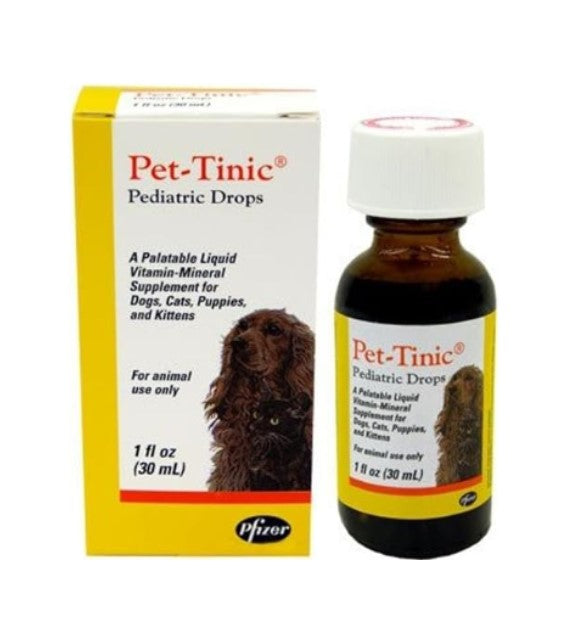 Pet-Tinic Pediatric Drops, Vitamin-Mineral Supplement for Dogs and Cats, 1oz