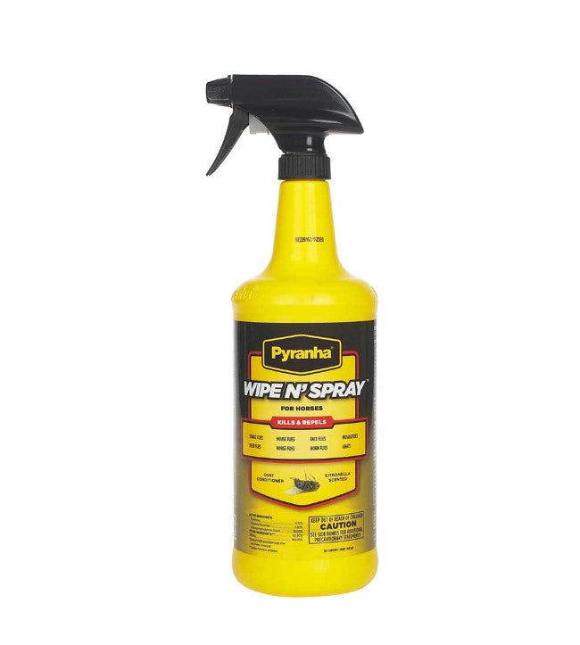 Pyranha Wipe N' Spray Fly Spray for Horses - Quart