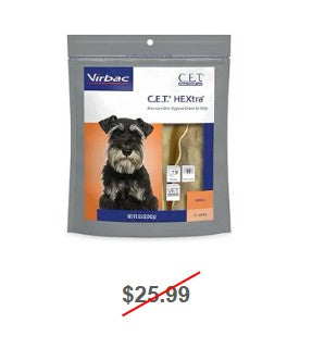 C.E.T. HEXtra Premium Oral Hygiene Chews for Dogs 11-25 Pounds, 30 Count
