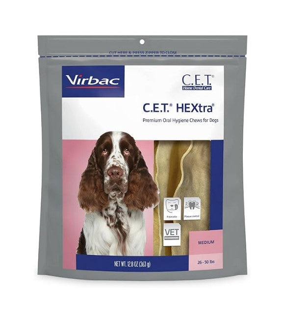 C.E.T. HEXtra Premium Oral Hygiene Chews for Dogs 26-50 Pounds, 30 Count