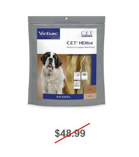 C.E.T. HEXtra Premium Oral Hygiene Chews for Dogs Over 50 Pounds, 30 Count