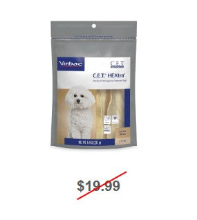 C.E.T. HEXtra Premium Oral Hygiene Chews for Dogs Under 11 Pounds, 30 Count