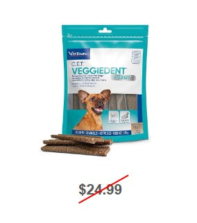 C.E.T. VeggieDent FR3SH Tartar Control Chews for Extra Small Dogs, 30 Count