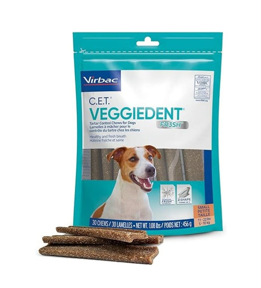 C.E.T. VeggieDent FR3SH Tartar Control Chews for Small Dogs, 30 Count