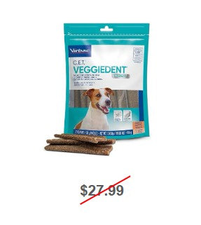 C.E.T. VeggieDent FR3SH Tartar Control Chews for Small Dogs, 30 Count