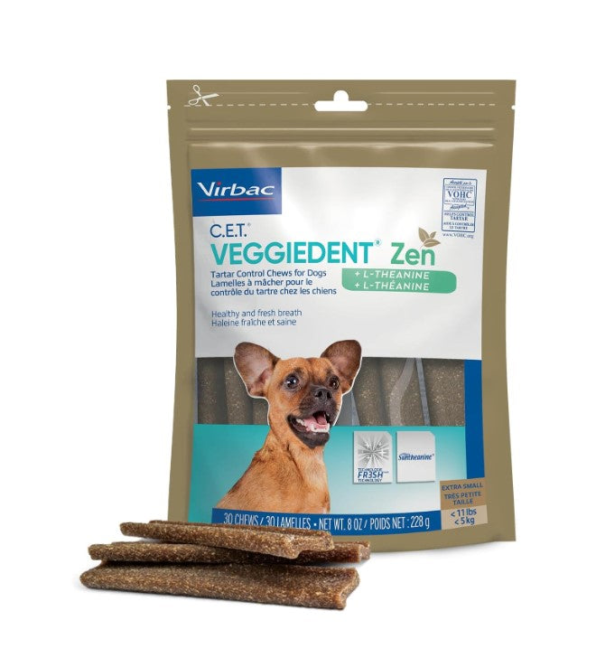 C.E.T. VeggieDent Zen Tartar Control Chews for Extra Small Dogs, 30 Count