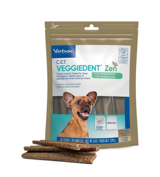 C.E.T. VeggieDent Zen Tartar Control Chews for Extra Small Dogs, 30 Count