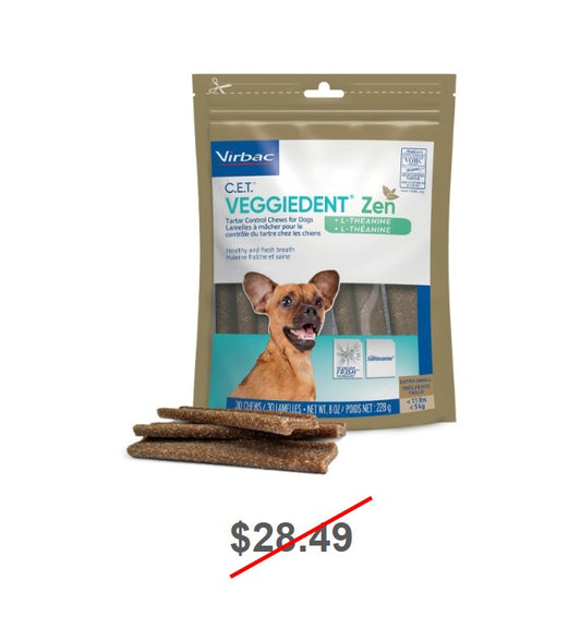 C.E.T. VeggieDent Zen Tartar Control Chews for Extra Small Dogs, 30 Count