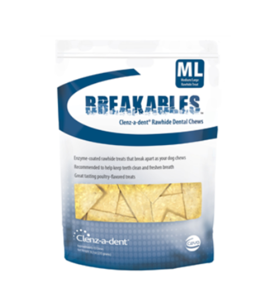 Clenz-a-dent Breakables Rawhide Dental Chews, Medium / Large, 15 Count