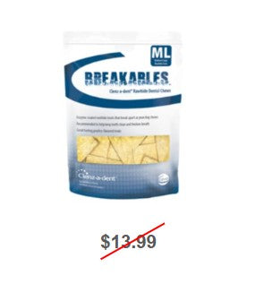 Clenz-a-dent Breakables Rawhide Dental Chews, Medium / Large, 15 Count