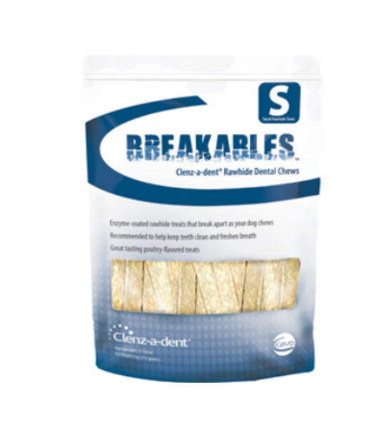 Clenz-a-dent Breakables Rawhide Dental Chews, Small, 15 Count