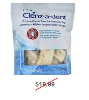 Clenz-a-dent Enzyme-Coated Rawhide Chews for Dogs, Large, 30 Count