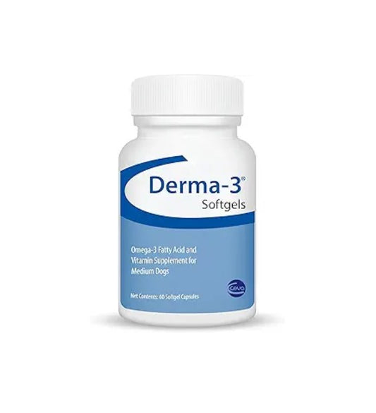Derma-3 Softgels for Medium Dogs, 60 Softgel Capsules