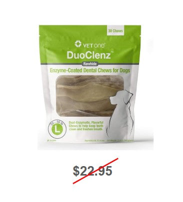 DuoClenz Rawhide, Enzyme-Coated Dental Chews for Dogs, Large, 30 Count