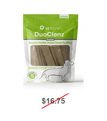 DuoClenz Rawhide, Enzyme-Coated Dental Chews for Dogs, Small, 30 Count