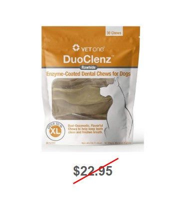 DuoClenz Rawhide, Enzyme-Coated Dental Chews for Dogs, X-Large, 30 Count