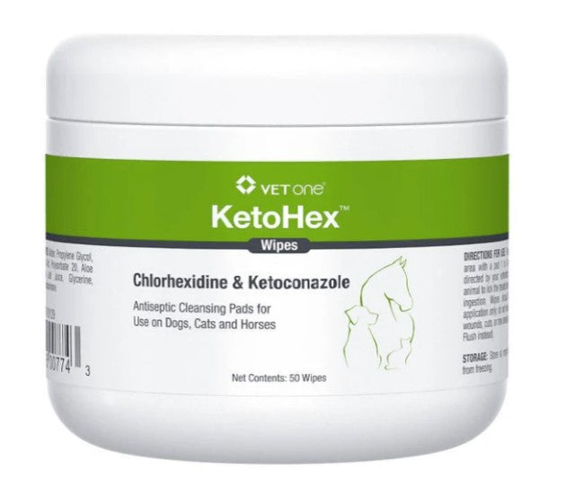 KetoHex Wipes for Dogs, Cats and Horses, 50 Count