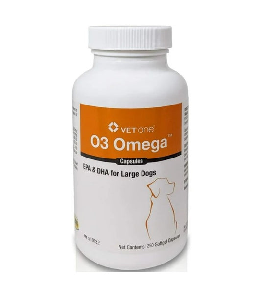 O3 Omega Capsules, EPA and DHA for Large Dogs, 250 Count