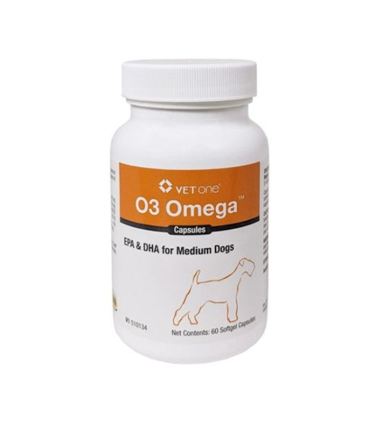 O3 Omega Capsules, EPA and DHA for Medium Dogs, 60 Count