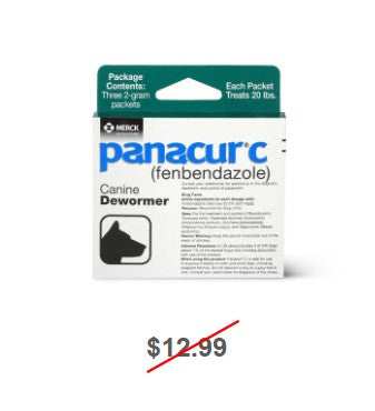 Panacur C Canine Dewormer, Three 2gm Packets