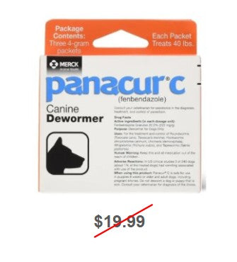 Panacur C Canine Dewormer, Three 4gm Packets