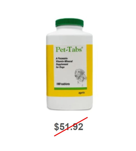 Pet-Tabs Palatable Vitamin-Mineral Supplement for Dogs, 180 Tablets