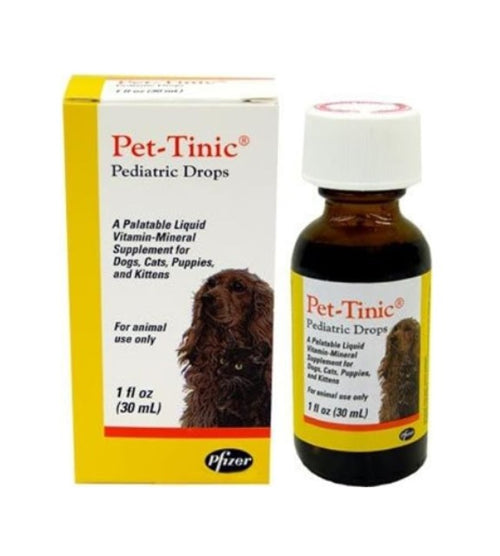 Pet-Tinic Pediatric Drops, Vitamin-Mineral Supplement for Dogs and Cats, 1oz