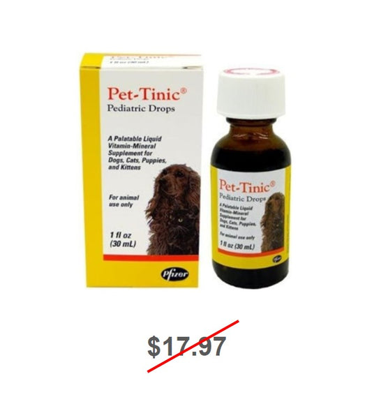 Pet-Tinic Pediatric Drops, Vitamin-Mineral Supplement for Dogs and Cats, 1oz