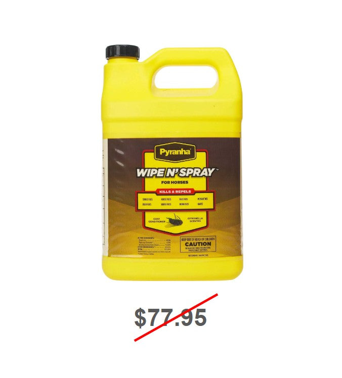 Pyranha Wipe N' Spray Fly Spray for Horses - Gallon