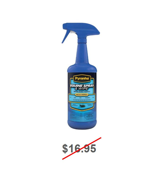 Pyranha Equine Spray and Wipe Fly Spray - Quart
