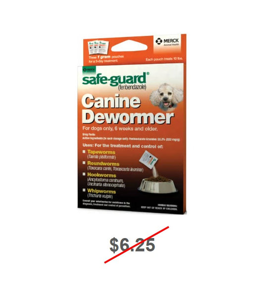 Safe-Guard Canine Dewormer, Three 1gm Packets