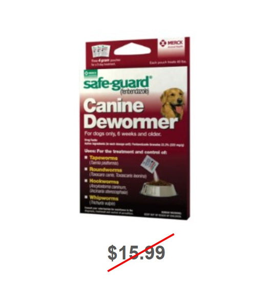 Safe-Guard Canine Dewormer, Three 4gm Packets