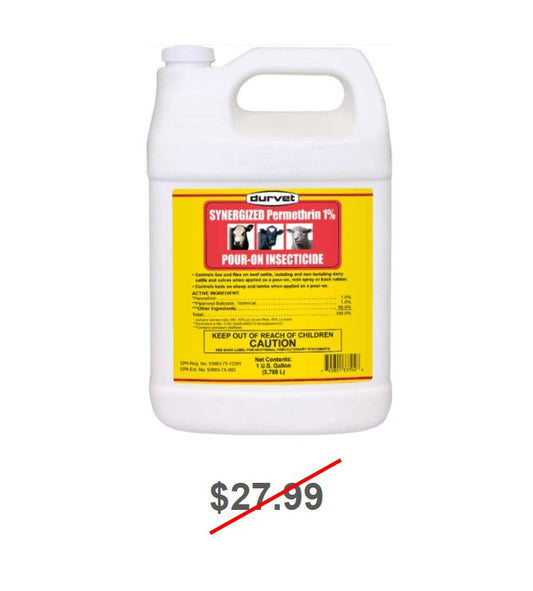 Synergized Permethrin 1% Pour-On Insecticide, 1 Gallon