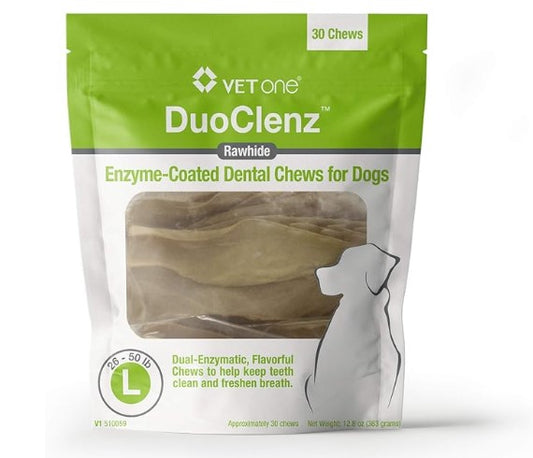 DuoClenz Rawhide, Enzyme-Coated Dental Chews for Dogs, Large, 30 Count  - ADD TO CART TO SEE COSTPLUS PRICE