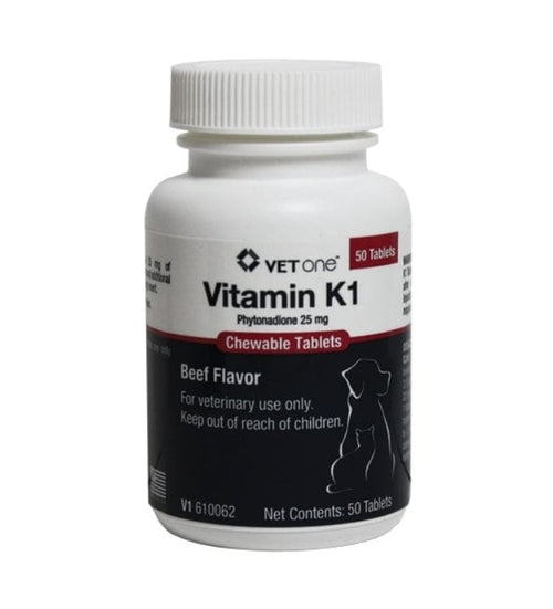Vitamin K-1 Chewable Tablets, Beef Flavor, 25mg, 50 Count