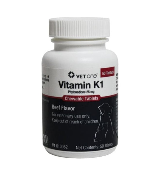 Vitamin K-1 Chewable Tablets, Beef Flavor, 25mg, 50 Count